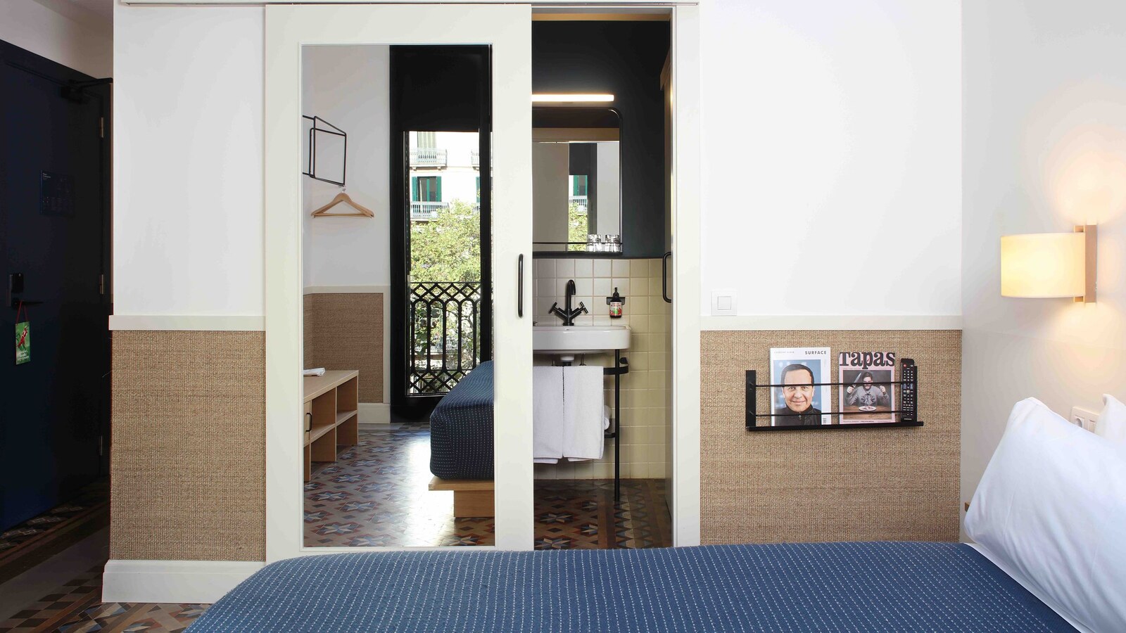 Casa Bonay &mdash; a guest room with its hydraulic-tile floor