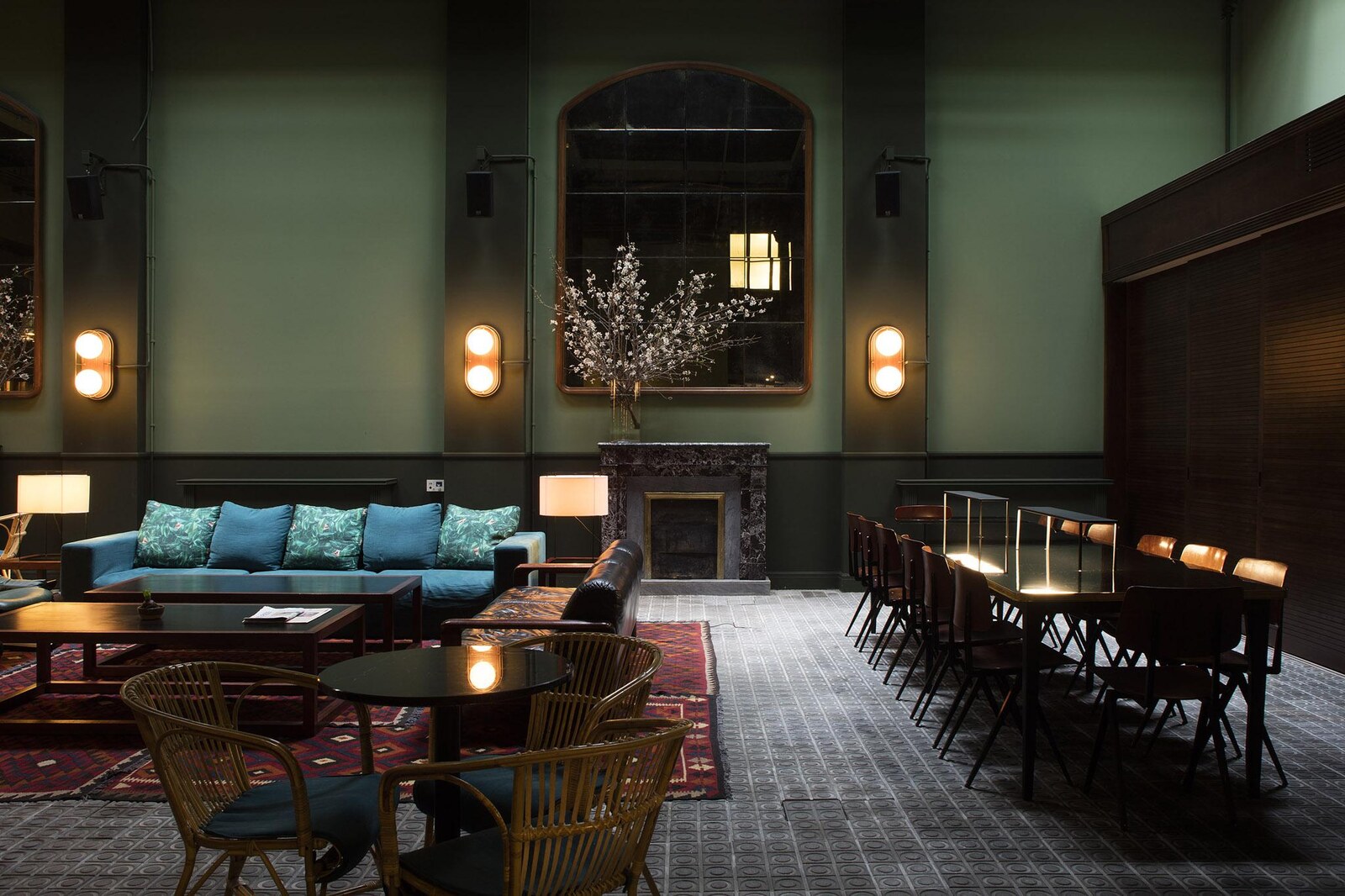 Casa Bonay &mdash; the lounge with its blue velvet sofas