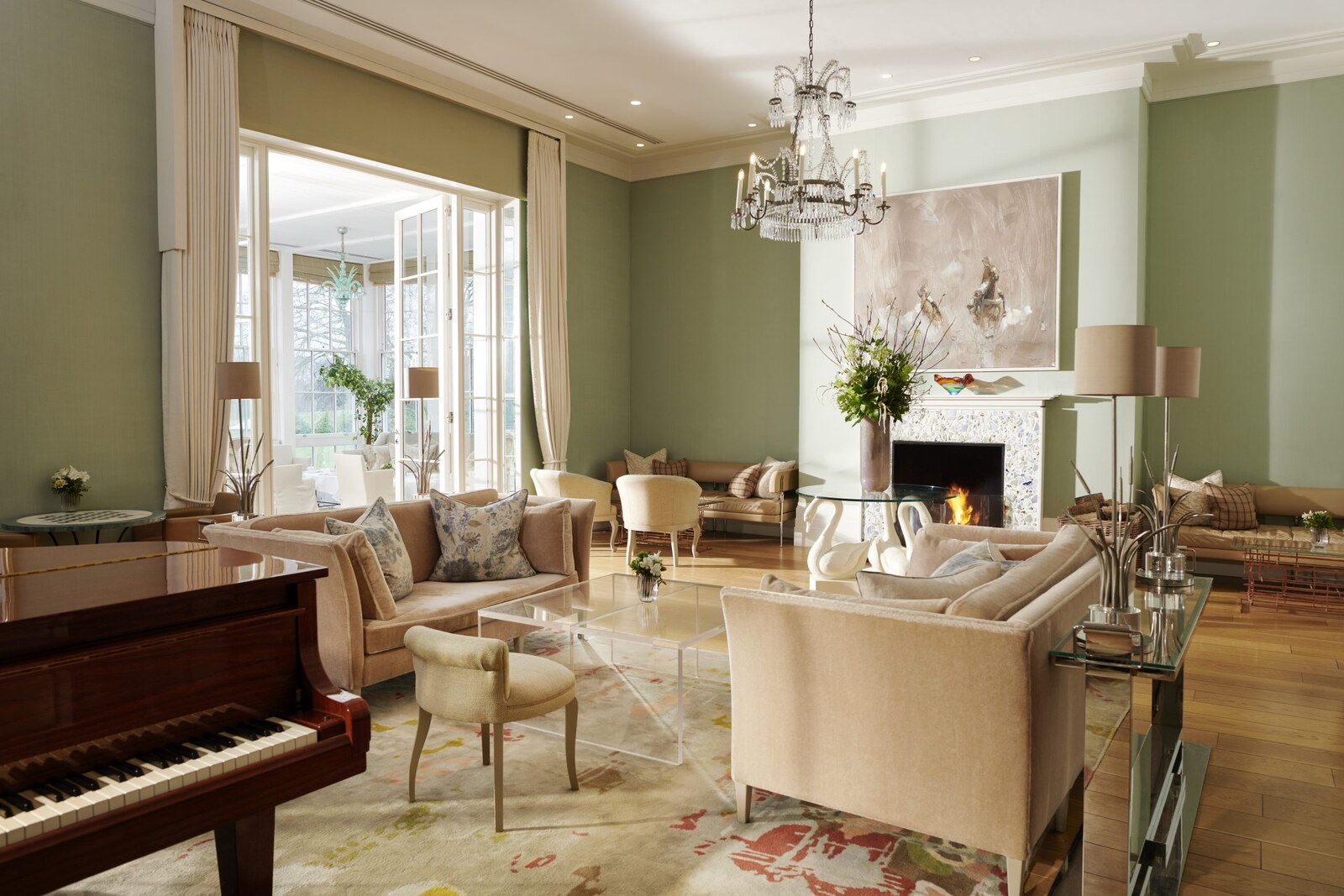 Coworth Park — drawing room with grand piano