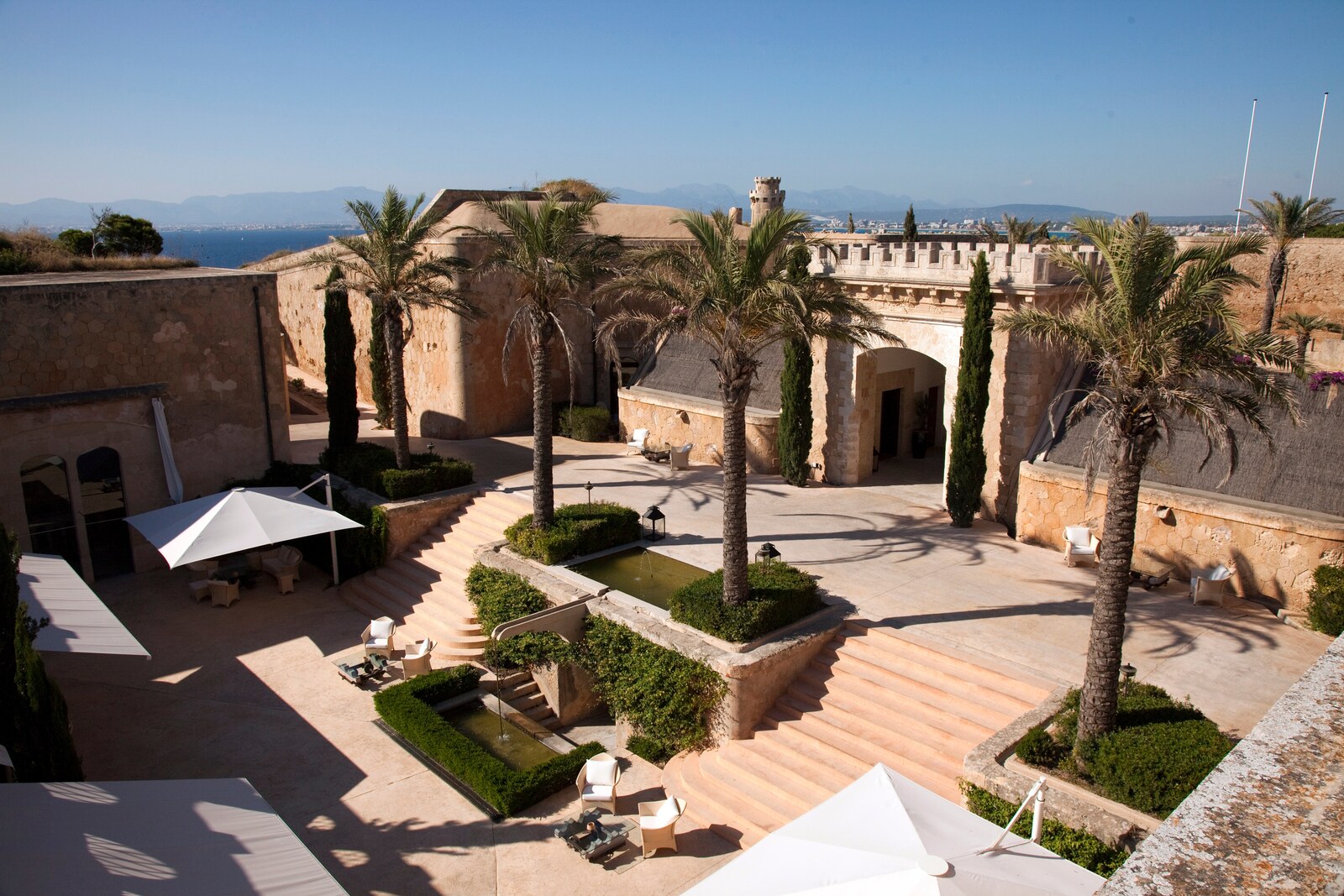 Cap Rocat &mdash; the entrance patio cut into the stone