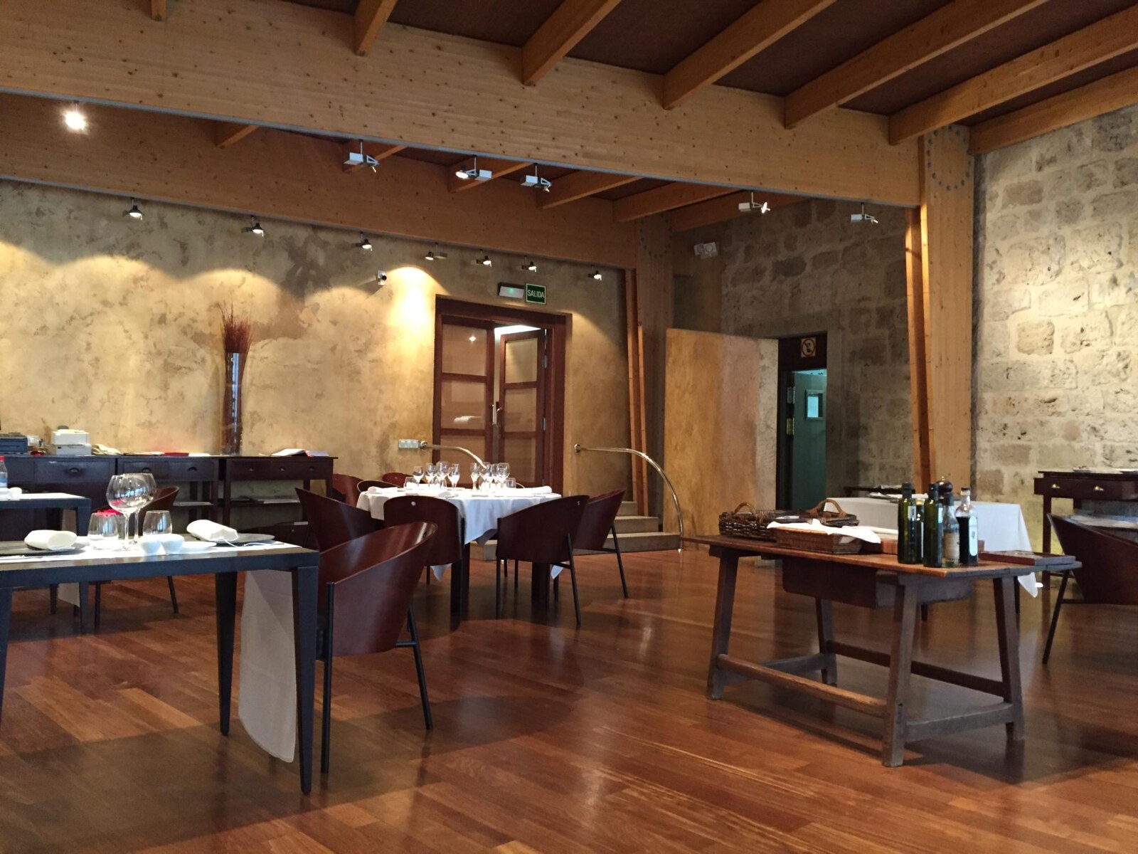 Hotel Landa &mdash; the beamed dining room with its stone walls