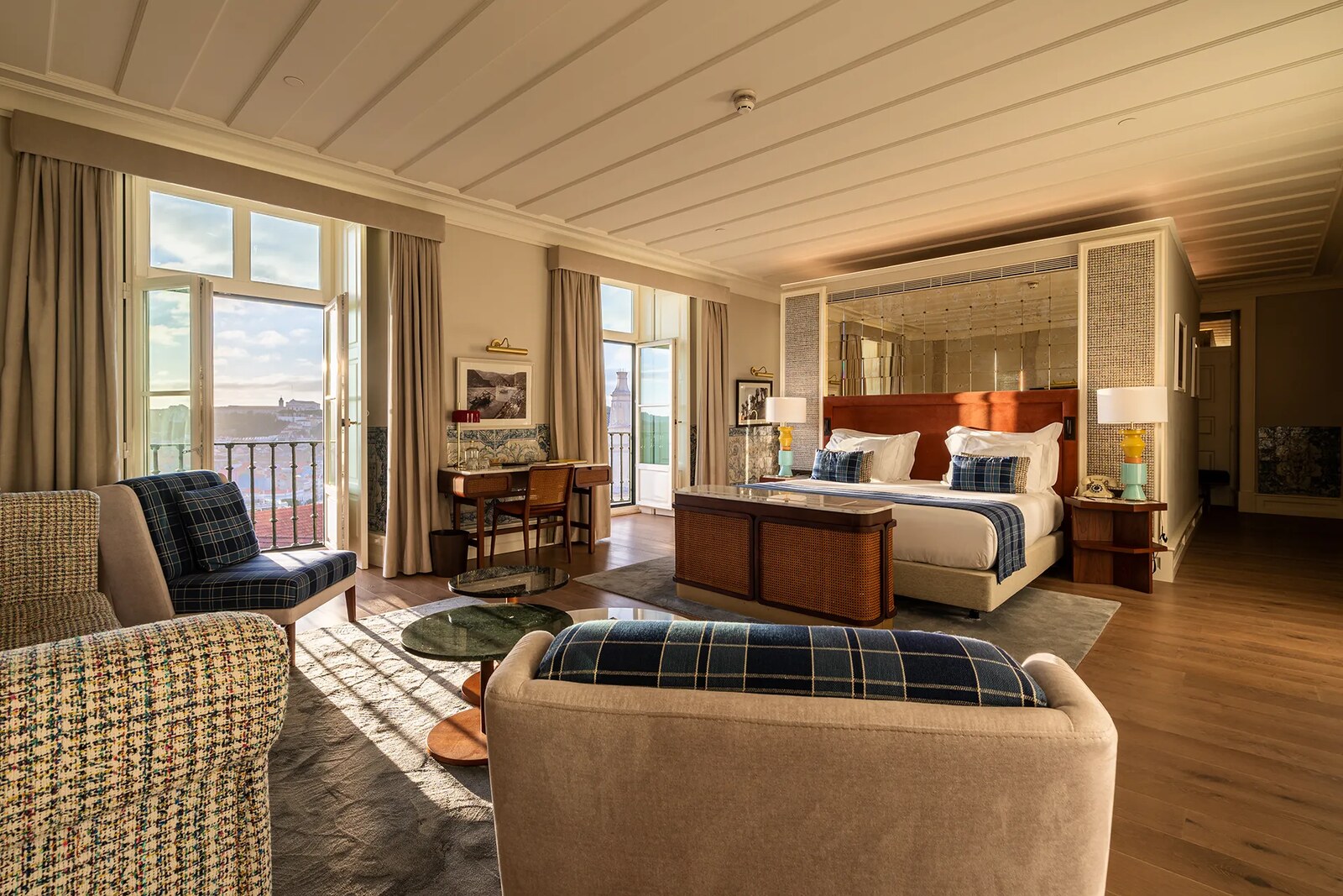 Pal&aacute;cio Ludovice &mdash; a suite living room open to a balcony over Lisbon