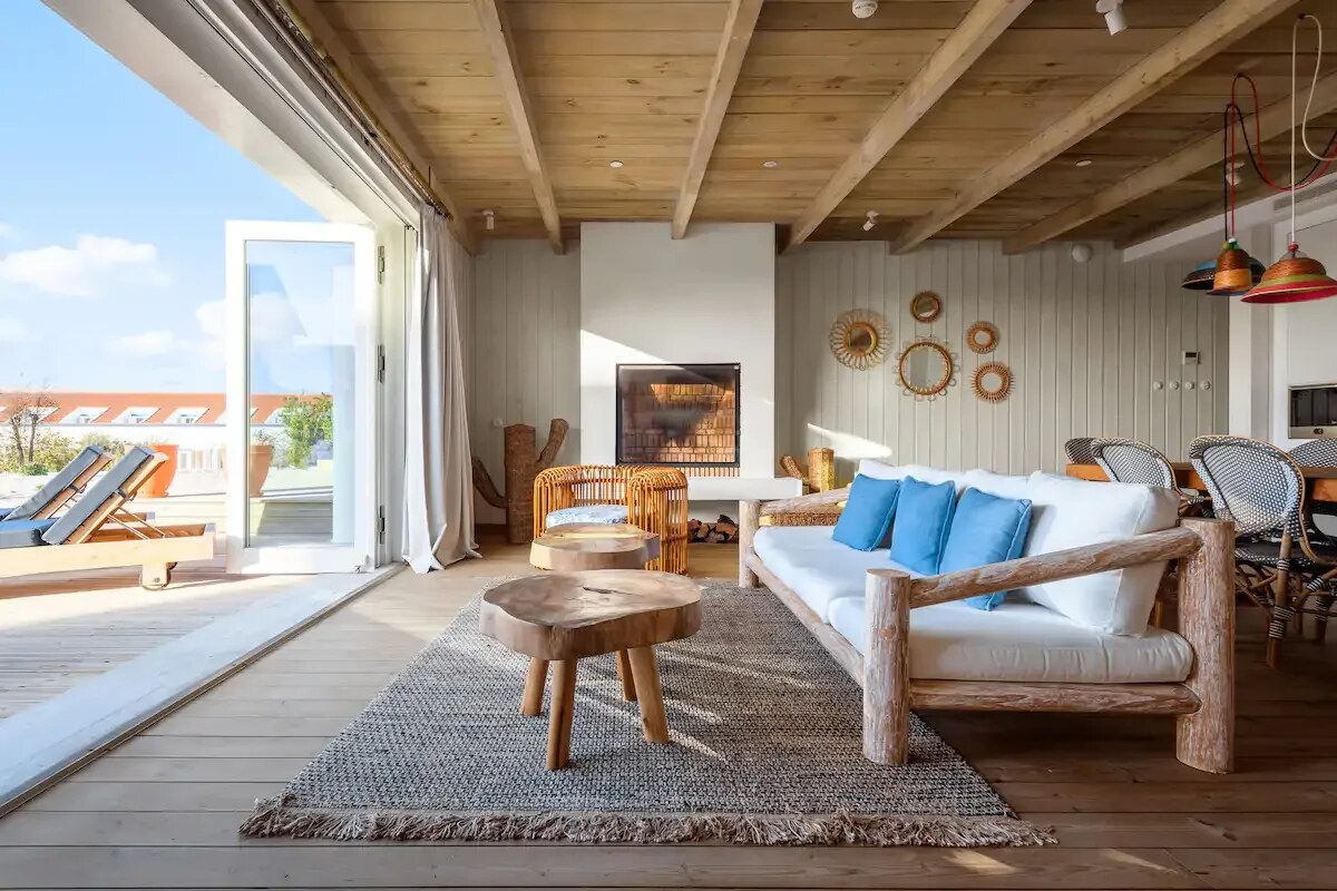 Quinta da Comporta &mdash; a living room open to the terrace and the fields
