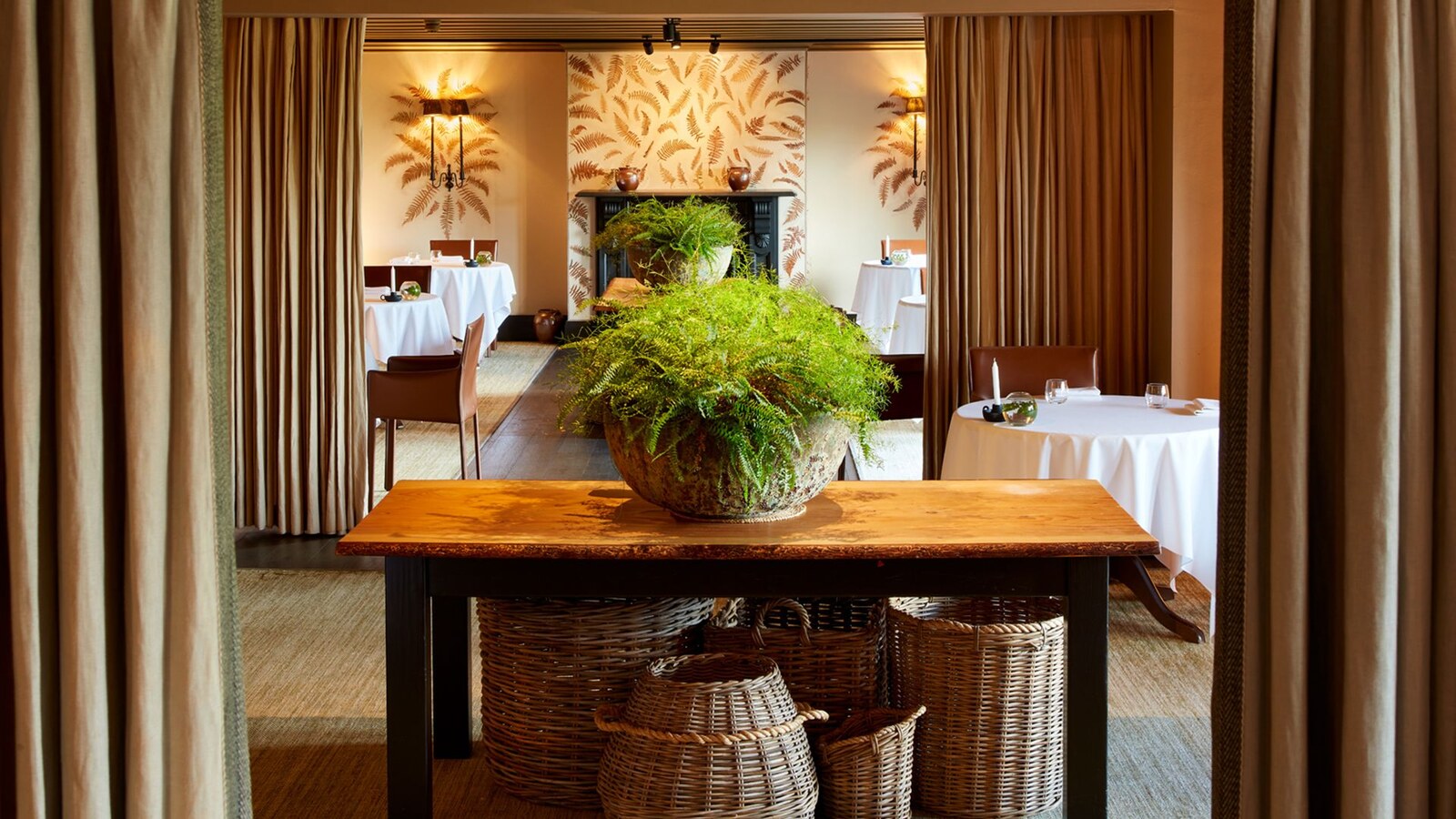 The Grove of Narberth — the Fernery restaurant, its walls hand-painted with ferns