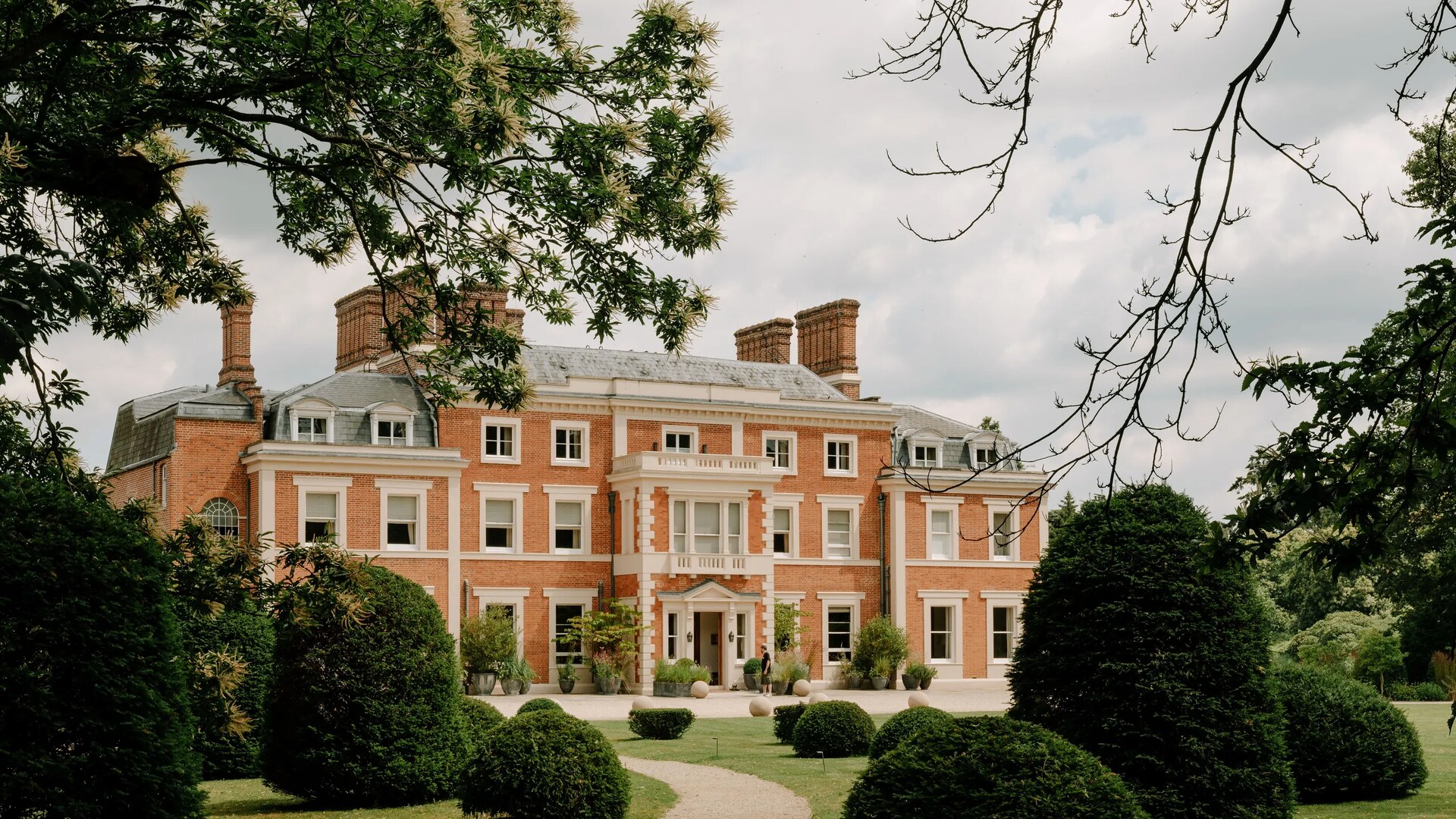 Heckfield Place, the Georgian manor house at dusk