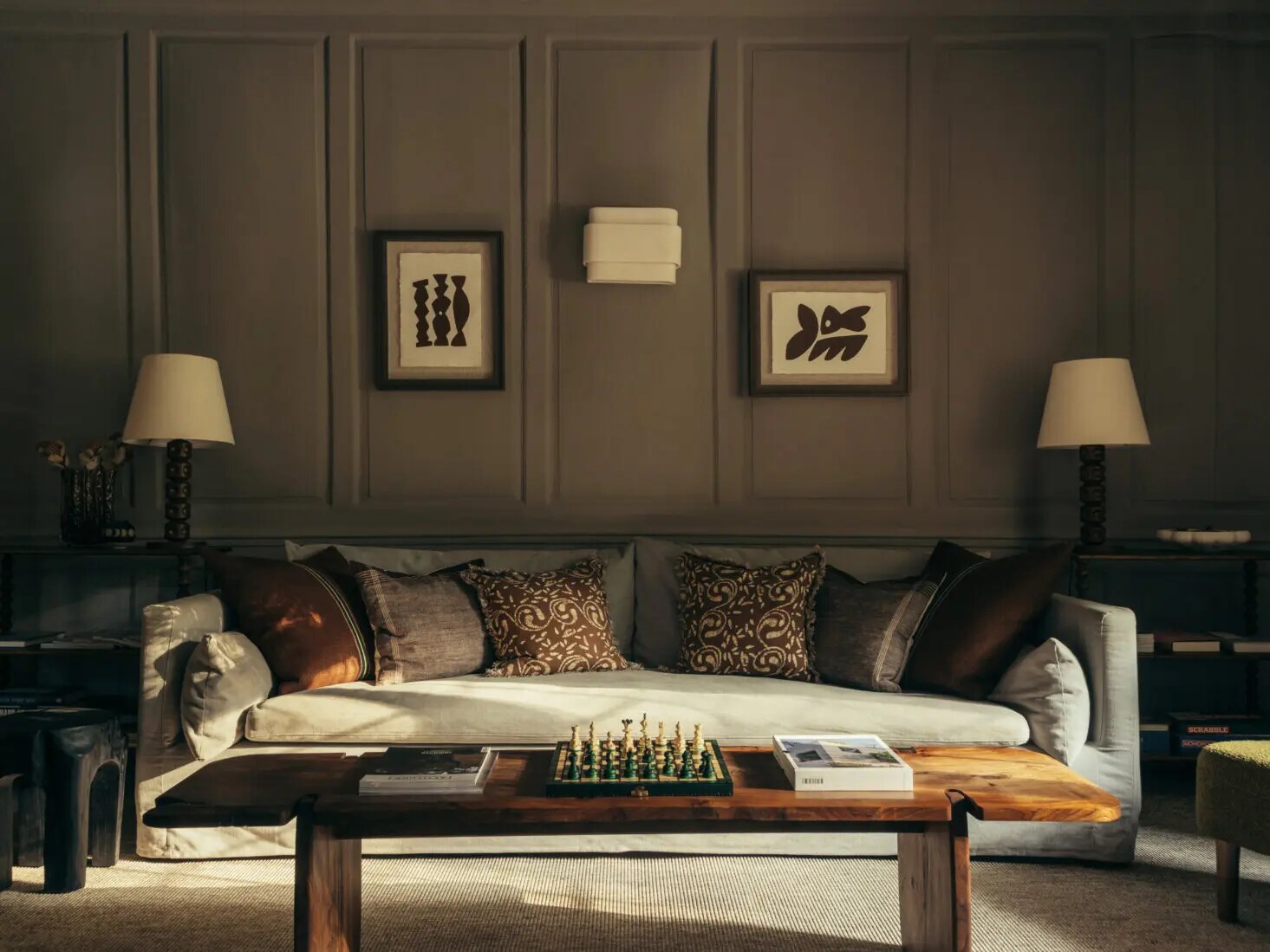 HYLL — a panelled lounge with a chess table